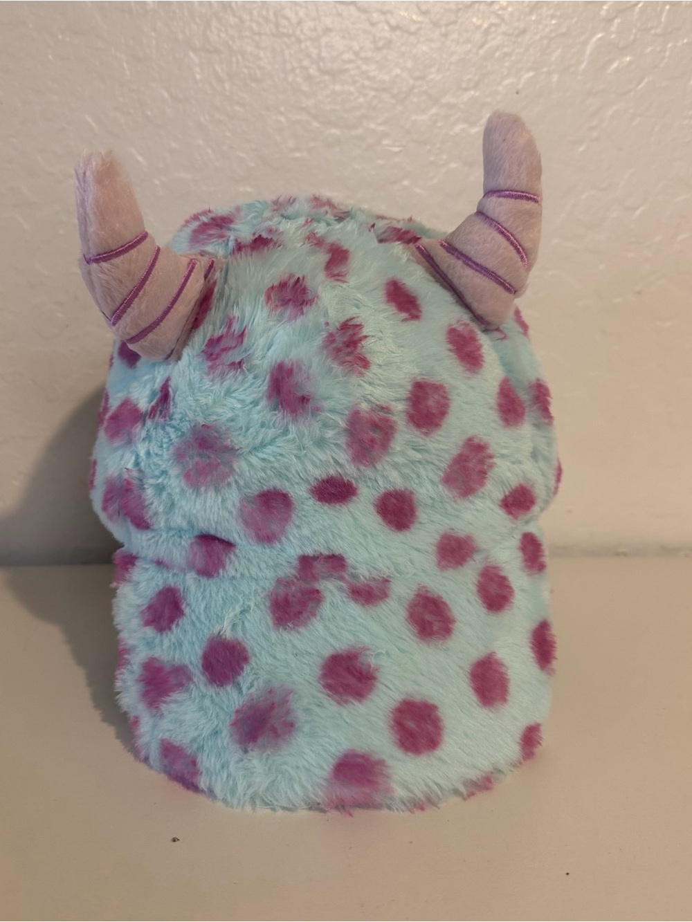 Sulley Monsters, Inc. Disney Faux Fur Baseball Cap Blue Purple Polka Dot Horns